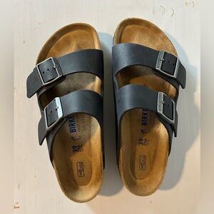 Birkenstock Arizona Black Oiled Leather Soft Footbed